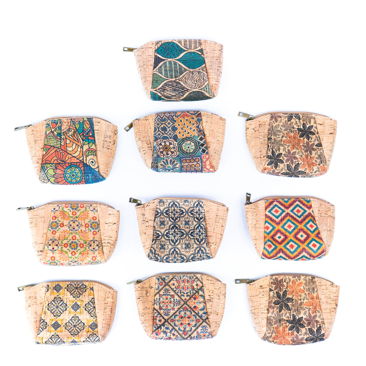 Cork Coin Purse Cube Pattern – 10 pcs Mixed Designs (Random Patterns)