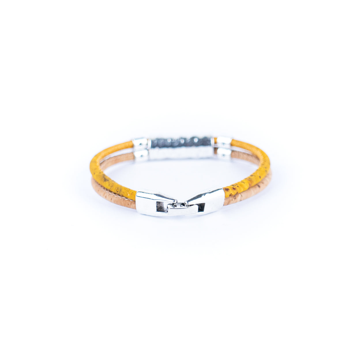 Natural cork cord with Silver tube alloy accessories handmade women's bracelet BR-446-MIX-5
