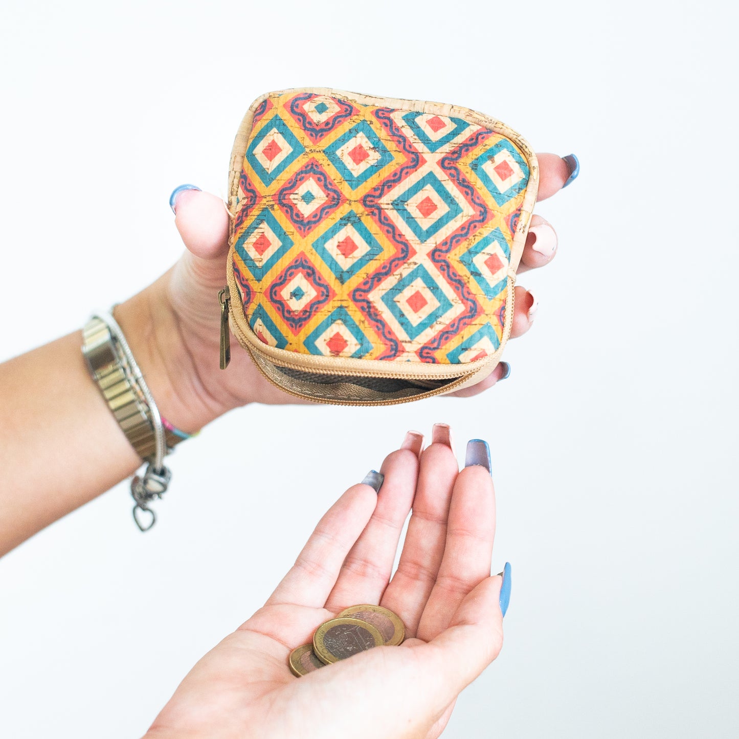 Cork coin purse cube pattern wallet BAGF-002-MIX-8 RANDOM