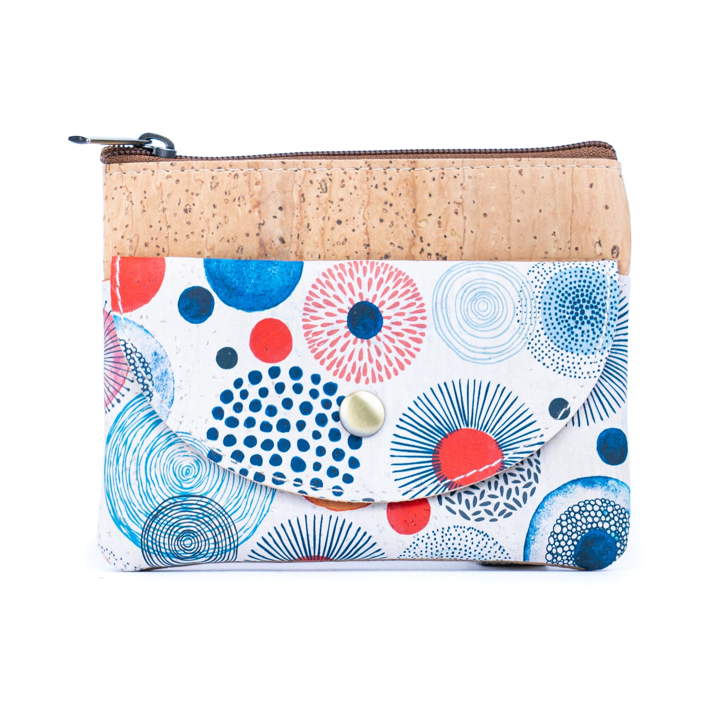 Compact Cork Coin Purse with Snap Pocket with Key Ring BAG-2355