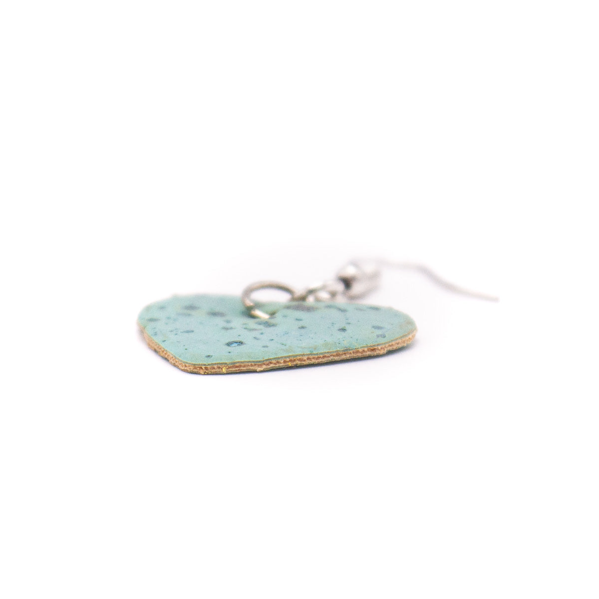 Natural cork fabric heart Shapes for Earrings, Original handmade ladies earrings-ER-072-F