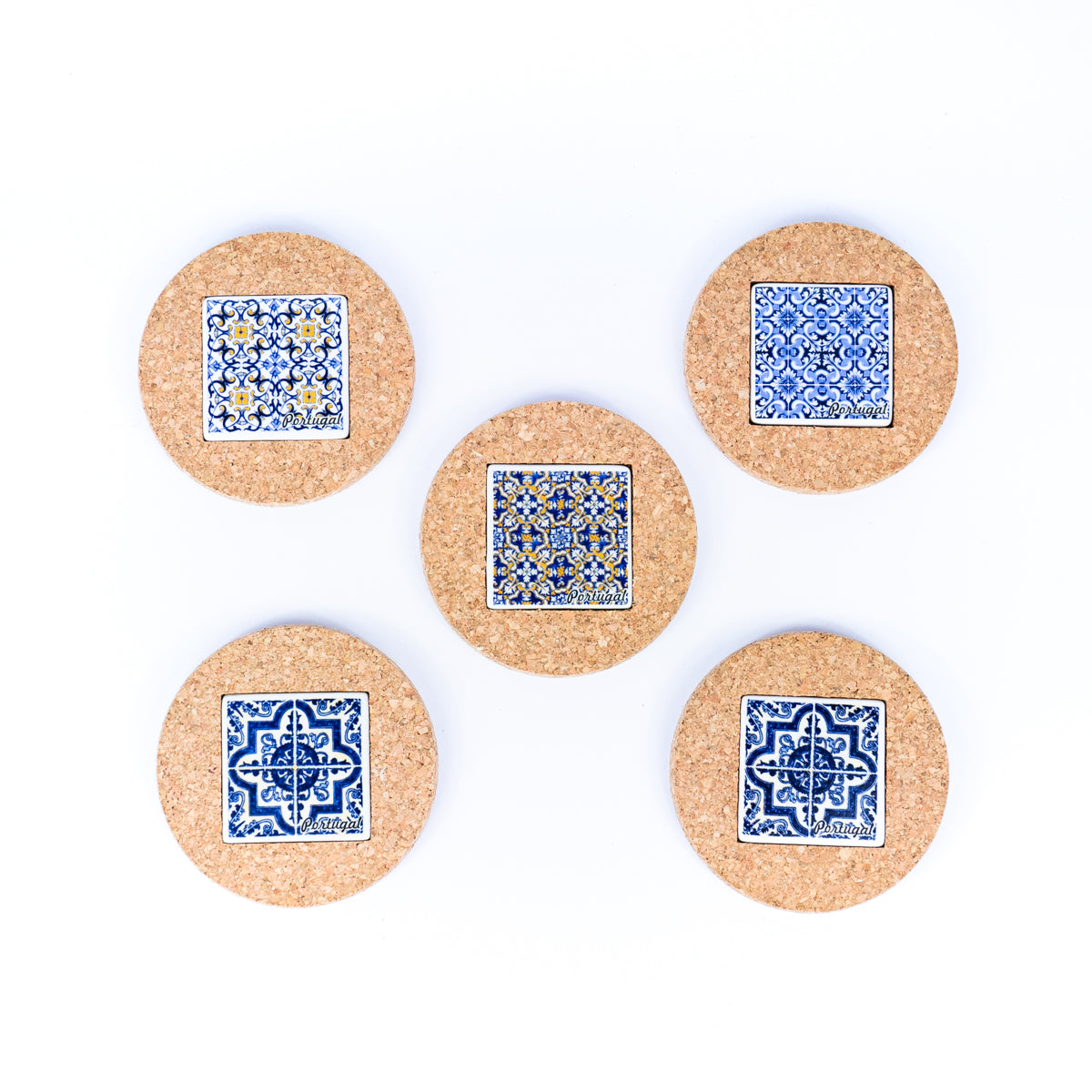 (5units)Vintage Cork and Ceramic Tile Coaster Cup Pad L-069