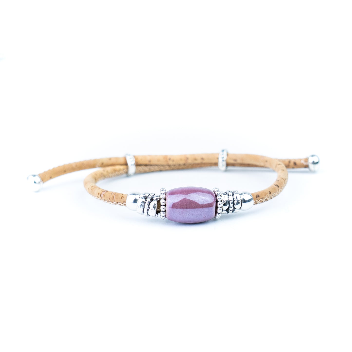 Portuguese Handmade Adjustable Cork Bracelet with Ceramic Bead BR-538-MIX-5