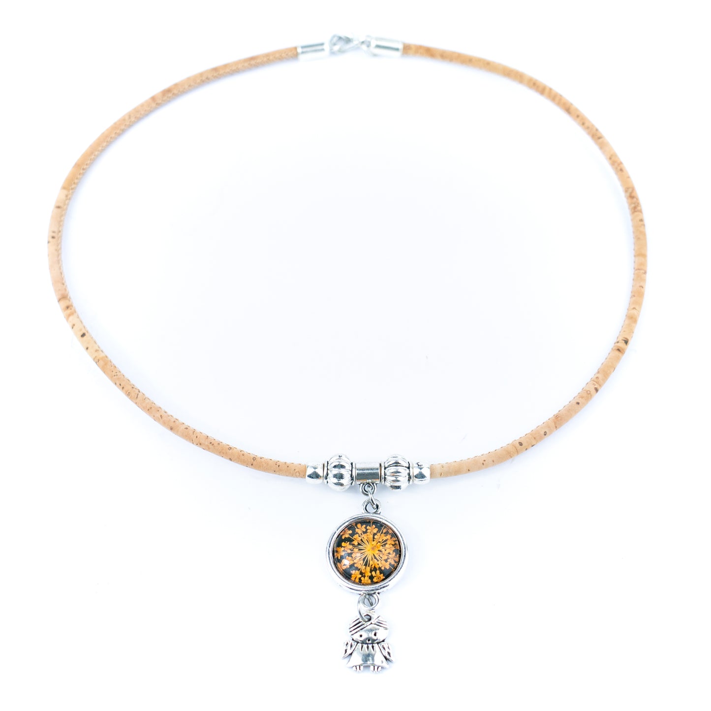 Handmade Cork Necklace - Dried Flower Collection women original wooden jewelry N-107-MIX-4