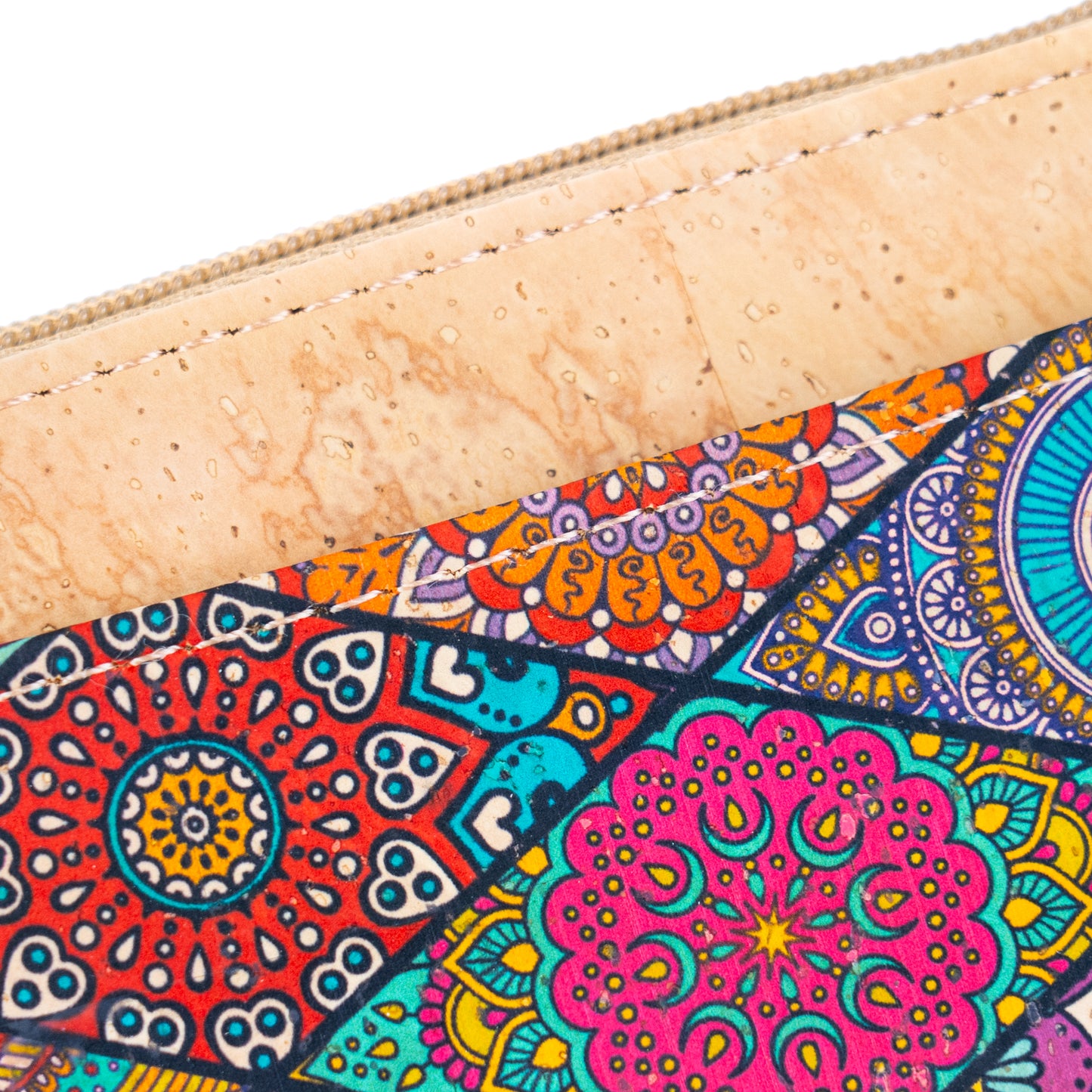 Small Cork Coin Purse with Key Ring – Floral Print Women's Wallet BAG-2378