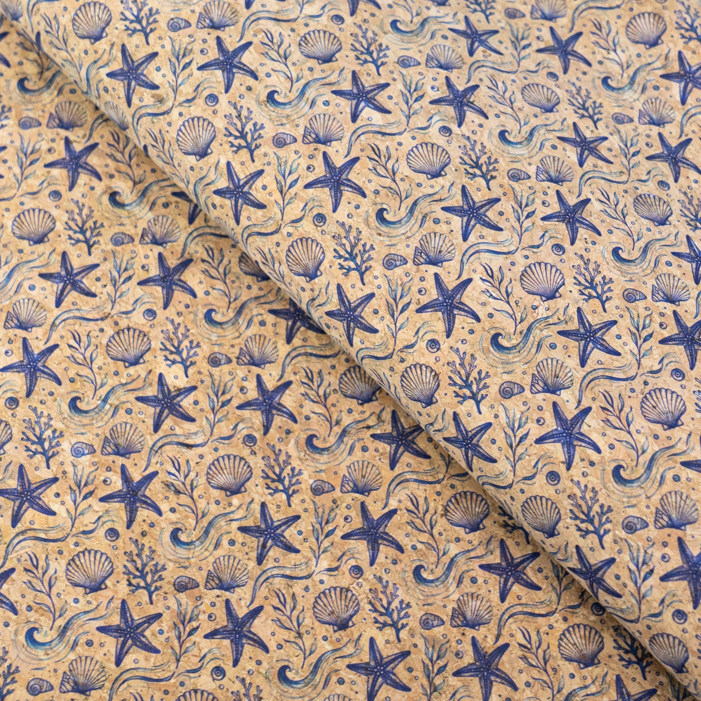 Summer Collection - Seashell & Starfish Cork Fabric COF-29