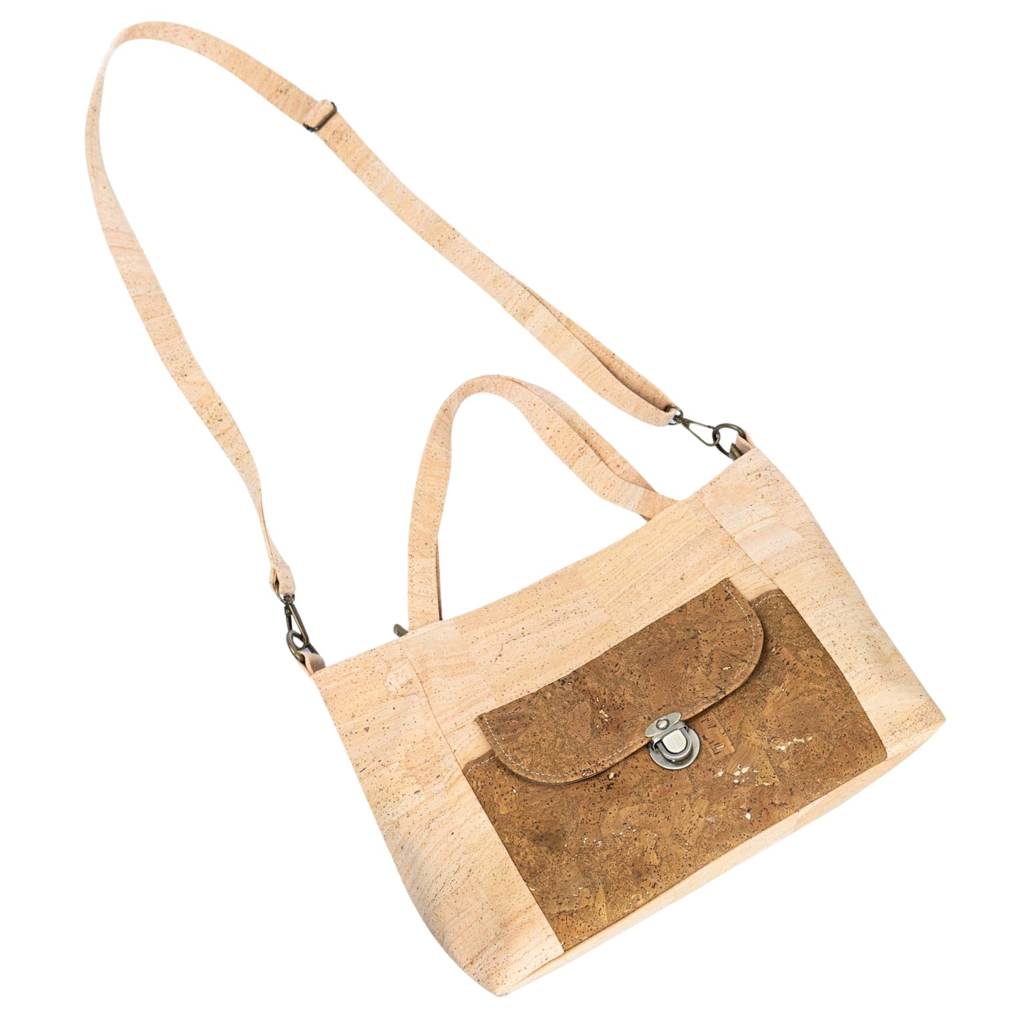 Natural Cork Handbag | Vegan Shoulder Bag with Front Pocket BAGP-317