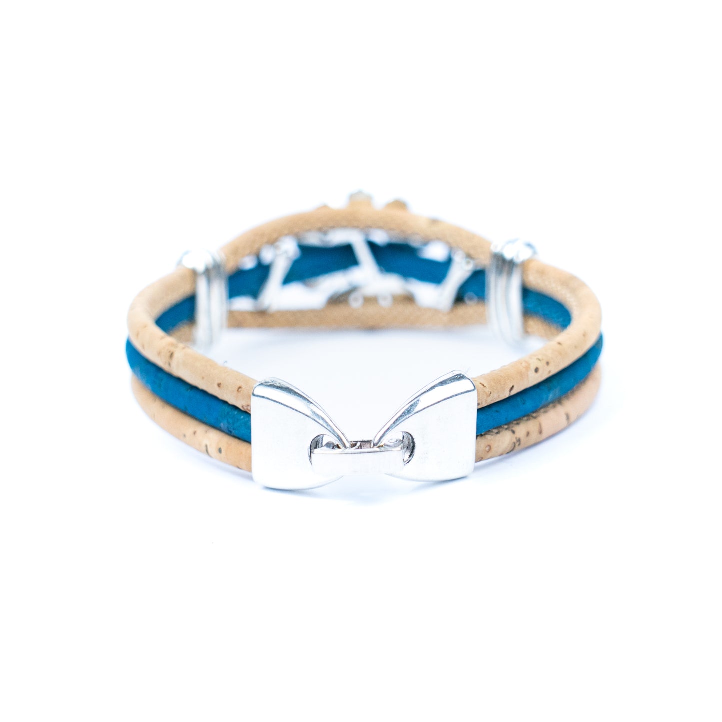 Natural cork cord and alloy hardware flower handmade women's bracelet BR-458-MIX-5