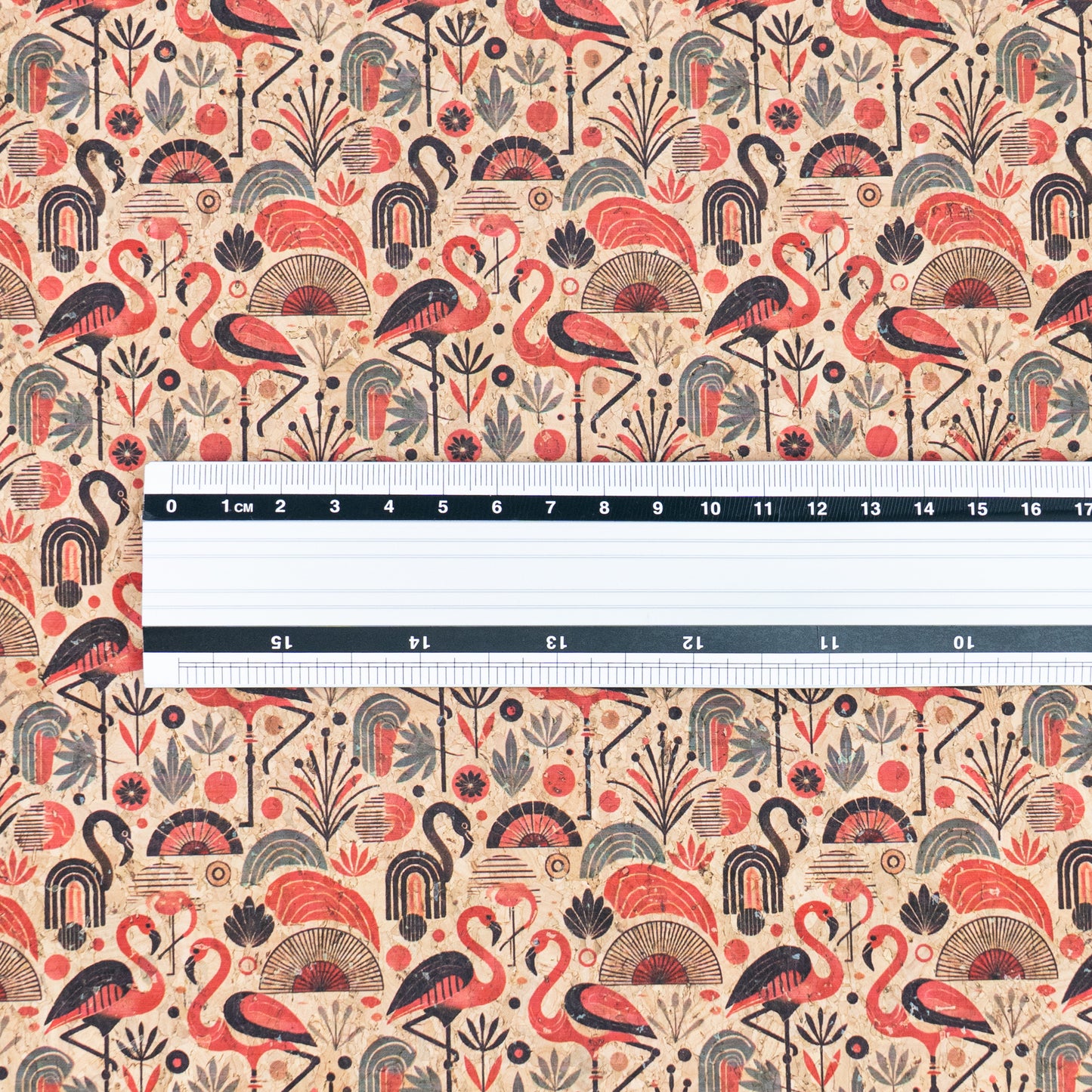Flamingo Collection - Flamingo and Floral Pattern Cork Fabric COF-746