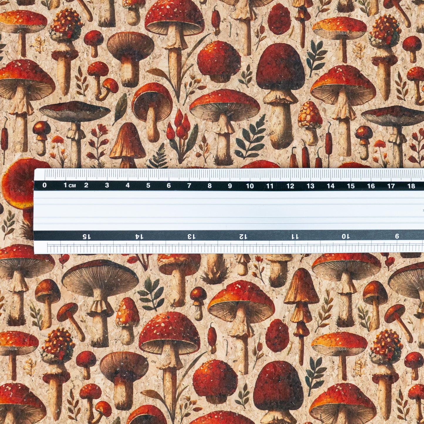Red Mushrooms Pattern Cork Fabric COF-735