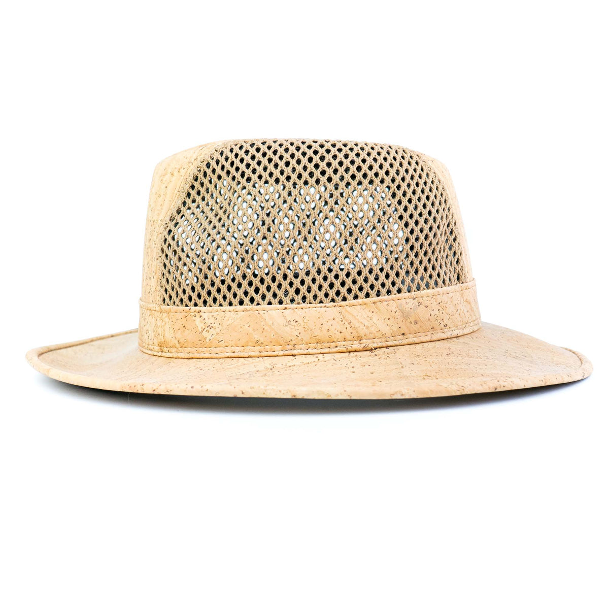 Natural Cork Fedora Hat with Mesh Panels | L-1140-A