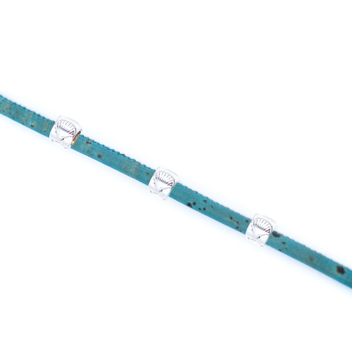 Turquoise 3mm round cork cord COR-651(10 meters)