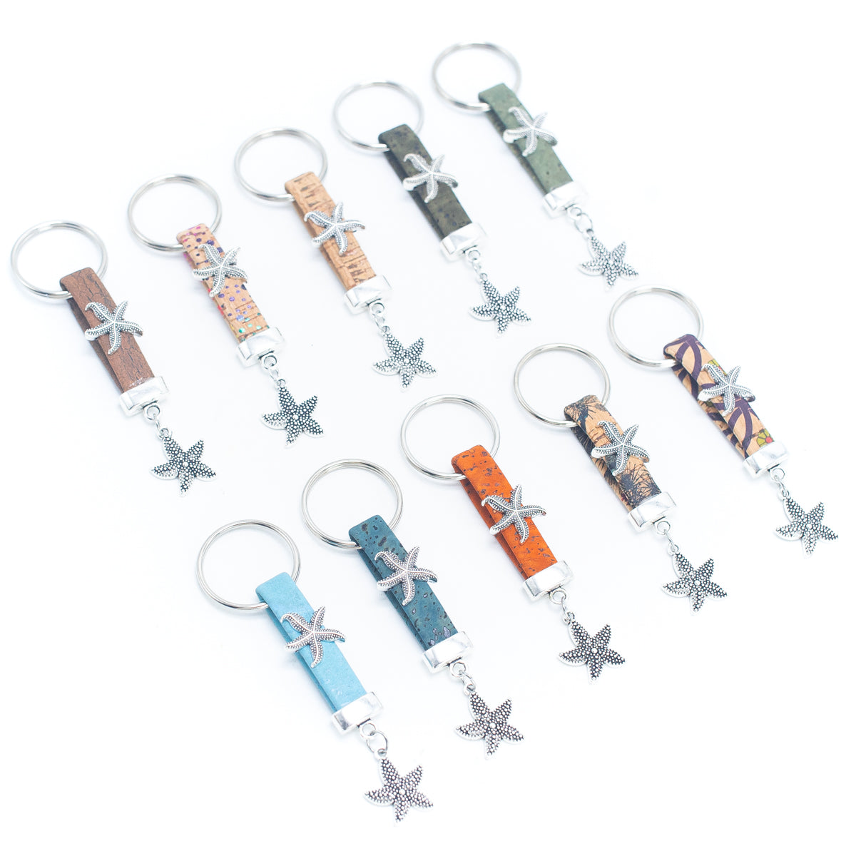 Heart Pendant Handmade Cork Keychain I-082-MIX-10