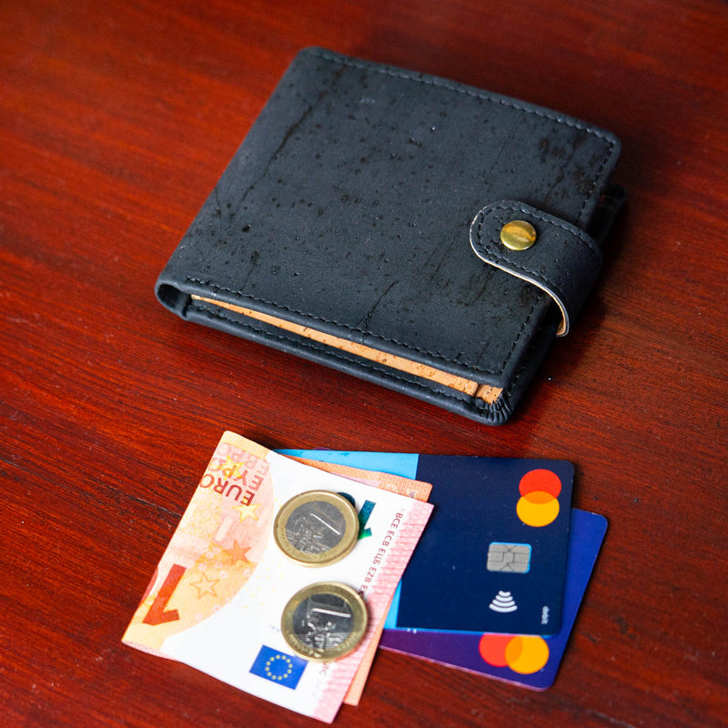 Sleek Bifold Cork Wallet with Snap Button BAG-2278