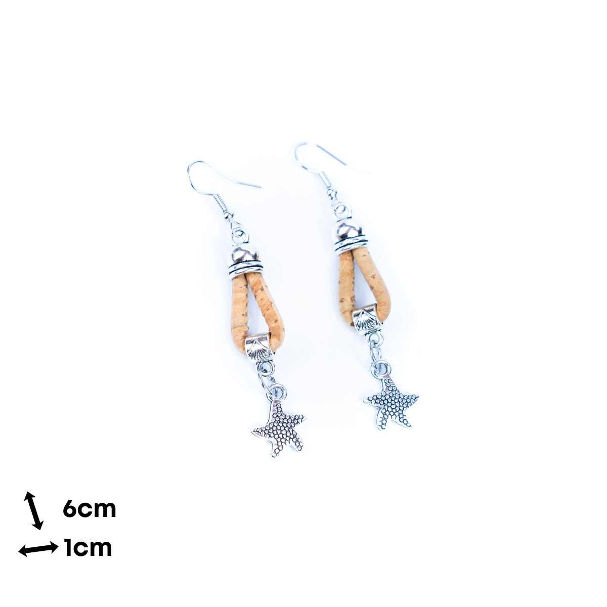 natural cork cord and5 styles of pendants handmade earrings-ER-179-MIX-5