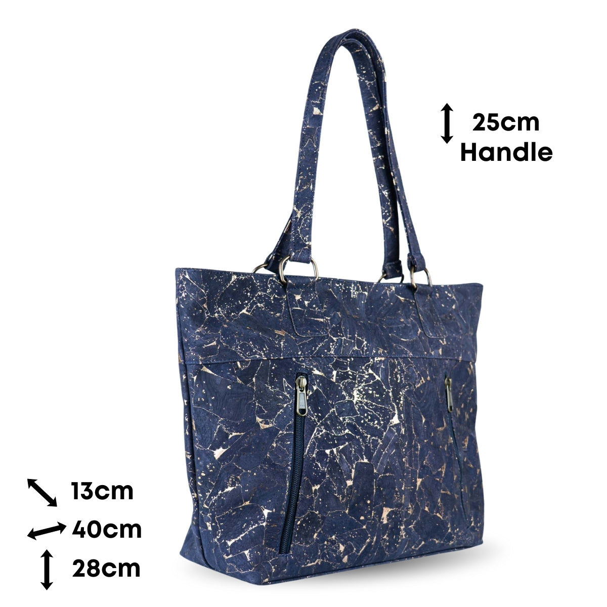 Eco-Friendly Cork Tote Bag with Marble Print - Vegan Leather Shoulder Bag BAGP-340