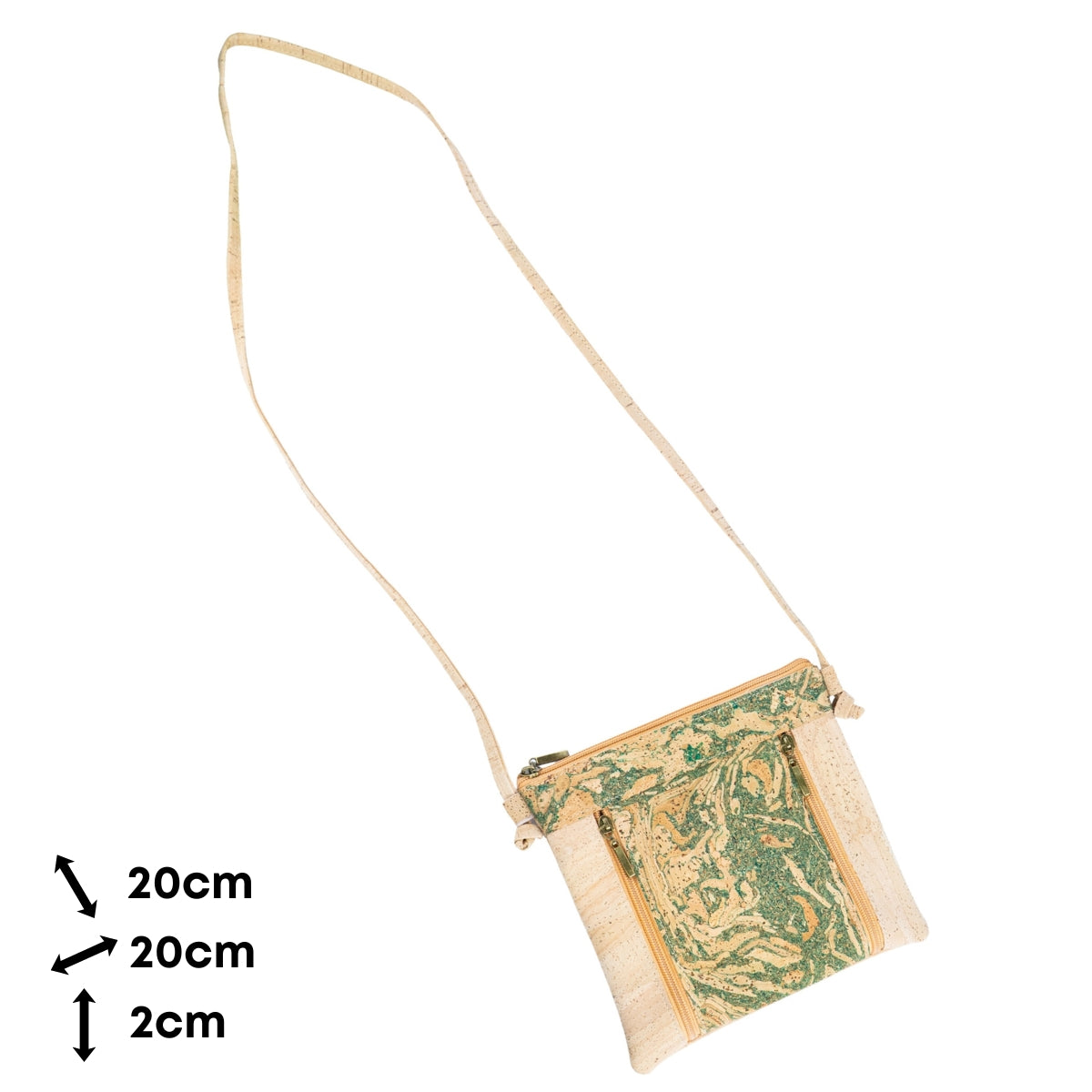 Eco-Friendly Cork Crossbody Bag with Marble Print - Vegan Leather Shoulder Bag BAGP-319-D