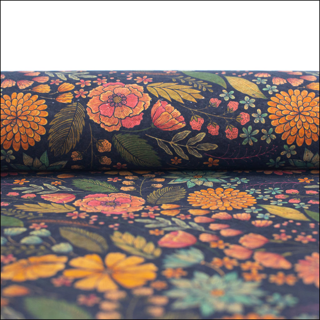 Botanical Elegance: Vintage - Inspired Floral Cork Fabric Cof - 250 - B Cork Fabric