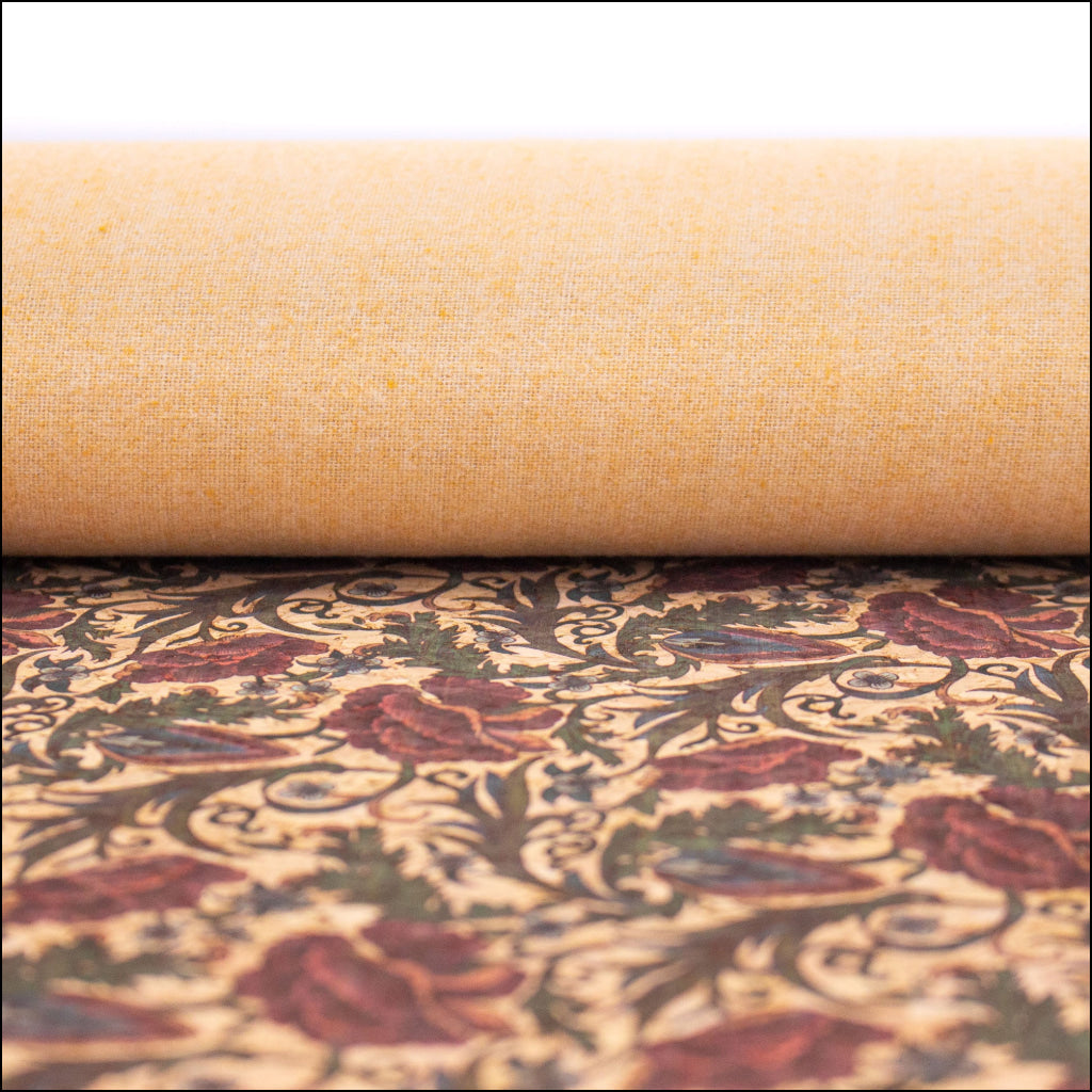 Botanical Floral Bursts- Vegan Fabric-Cof-308-A Cork Fabric