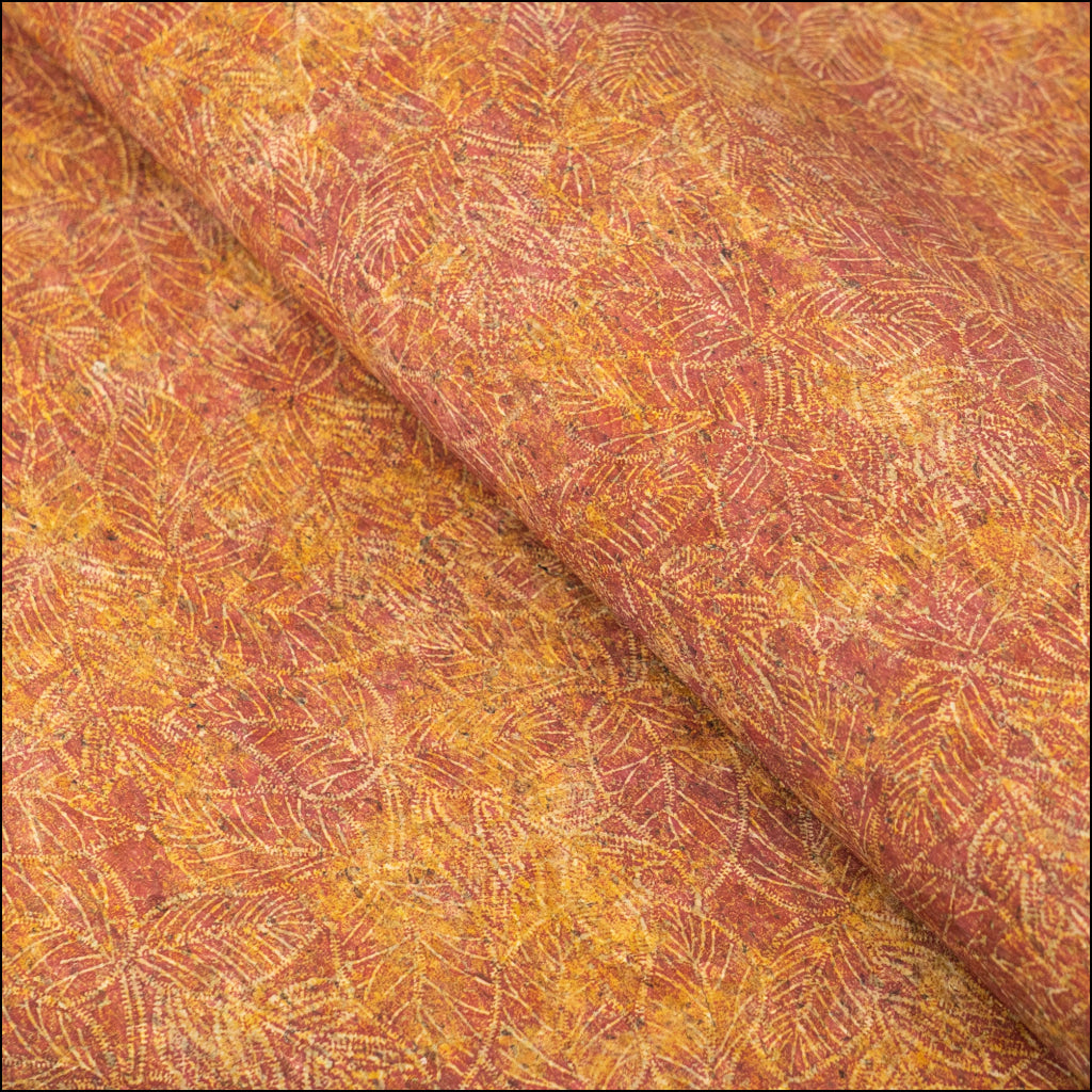 Embossed Leaf Pattern Cork Fabric with Cotton Backing COF-641 cork fabric