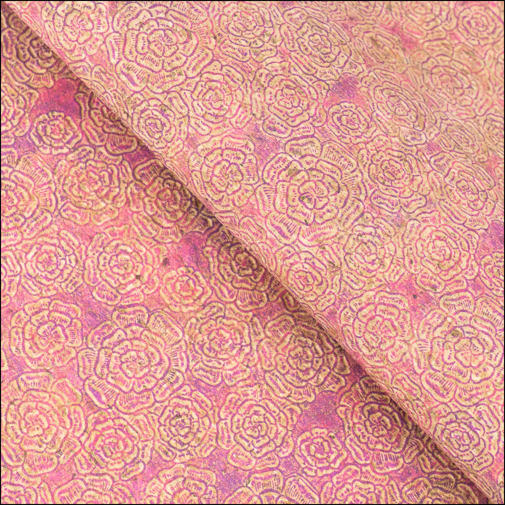 mbossed Cork Fabric – Pink Rose Floral Pattern COF-635 cork fabric