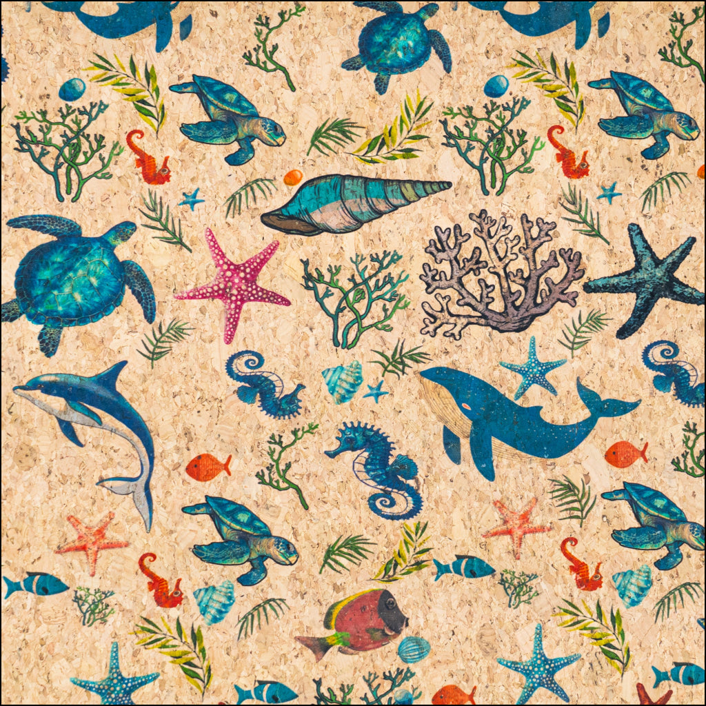 Ocean Animals Cork Fabric COF-633 cork fabric