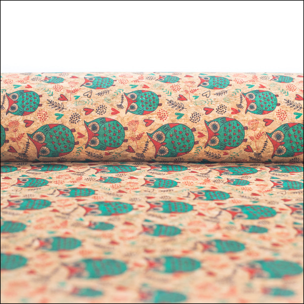 Owl Pattern Cork Fabric Cof-258-A Cork Fabric