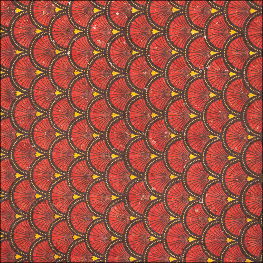 Red Fan Leaf Patterned Cork Fabric Cof-290 Cork Fabric