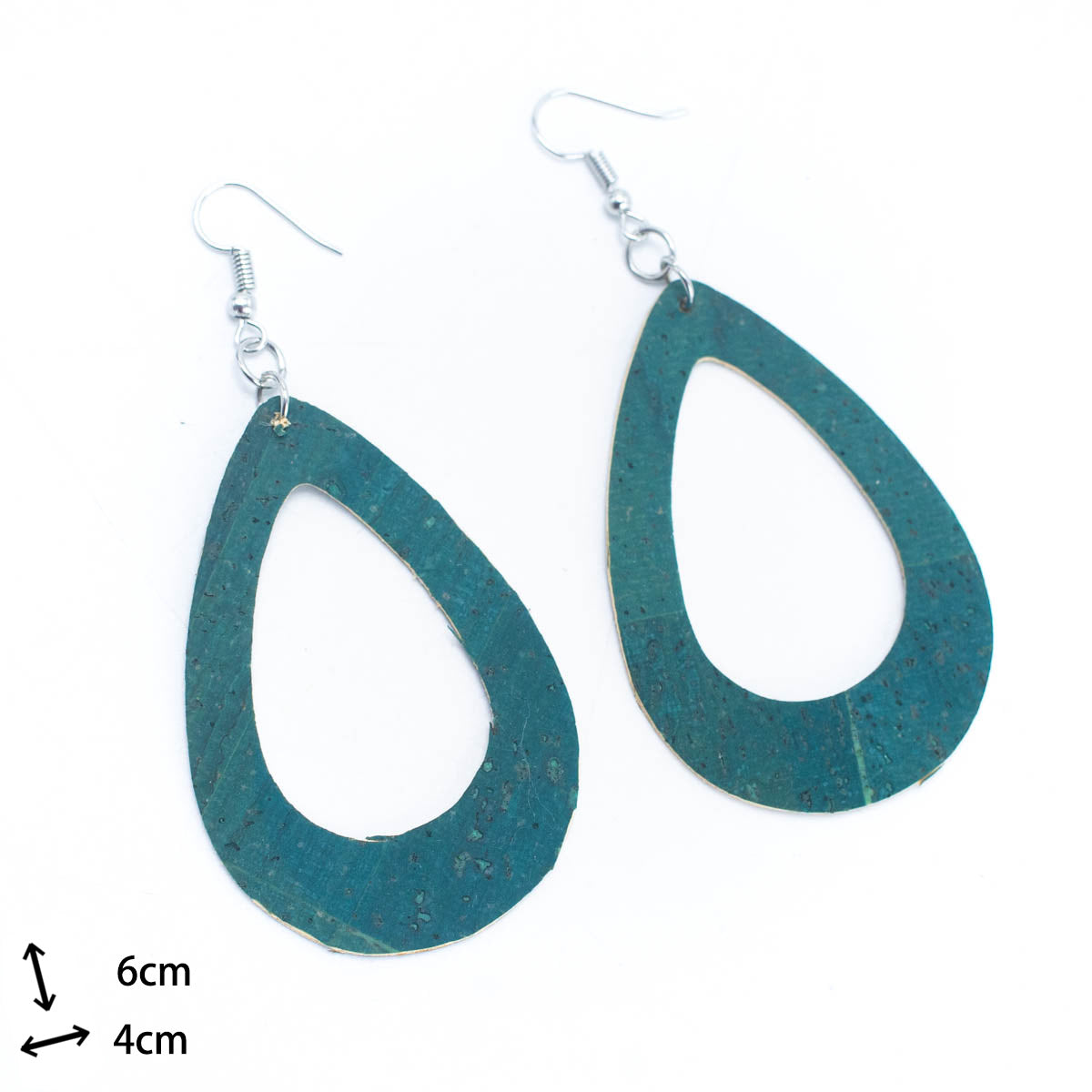 Green cork fabric Shapes for Earrings, Original handmade ladies earrings-ER-073-F