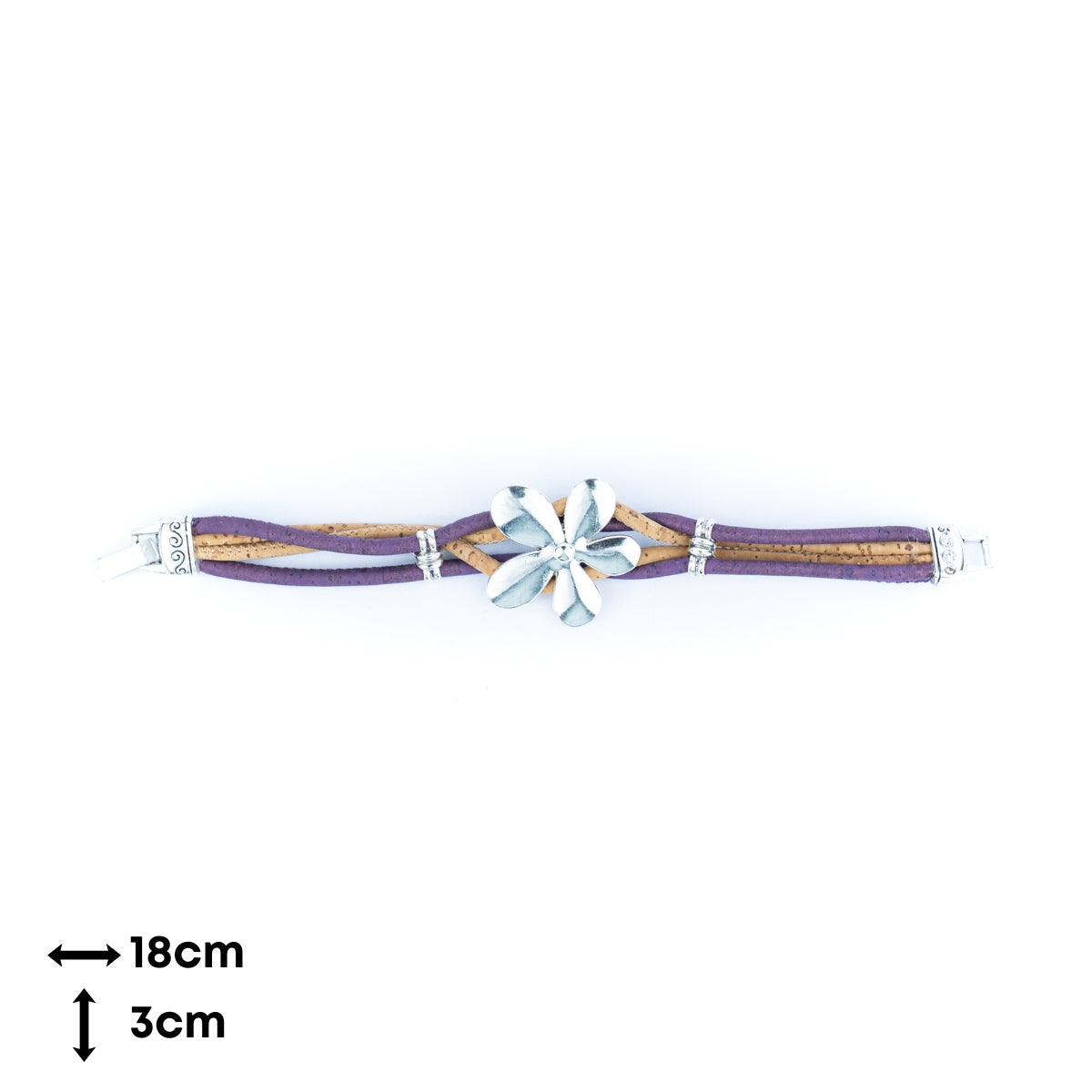 Natural Cork and flower Accessories Handmade Women's cork Bracelet BR-427-MIX-5