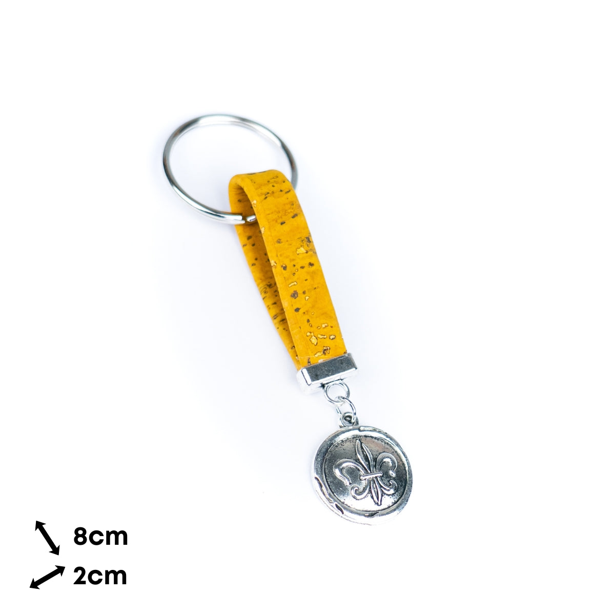 Handmade Cork Keychains with Fleur-de-lis Medallion Pendant I-079-MIX-10