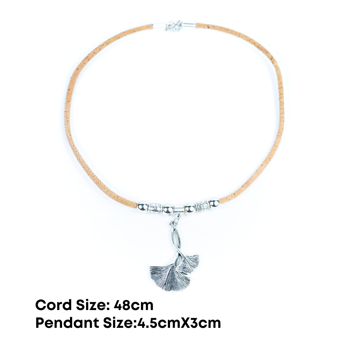 5 colors cork cord and a unique ginkgo leaf shape Pendant handmade women's fashion necklace NE-1075-MIX-5