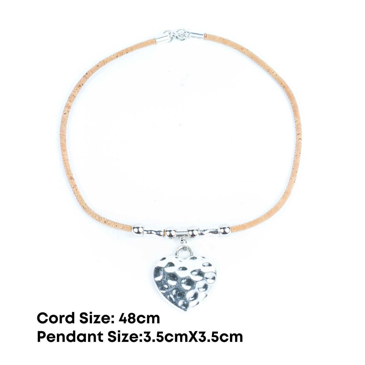 Natural cork cord and a heart shape Pendant handmade women's fashion necklace NE-1076-5