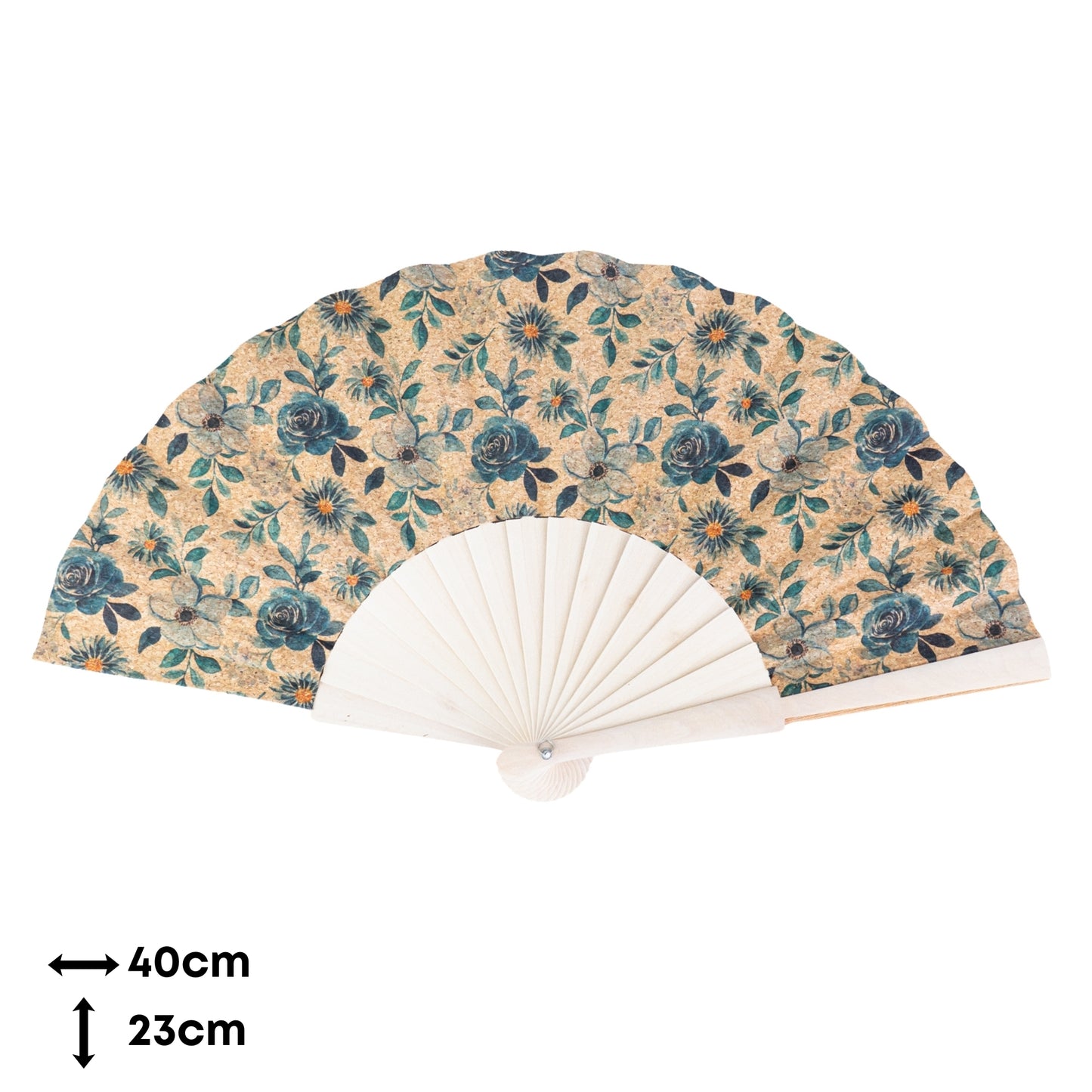 Cork Antique Wooden Folding Hand Fan L-1197-12(12 Units)