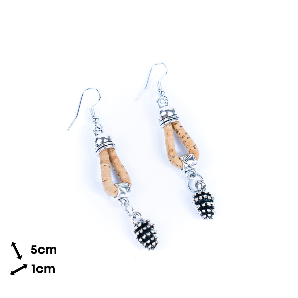 natural cork cord and 5 styles of small pendants handmade earrings-ER-181-MIX-5