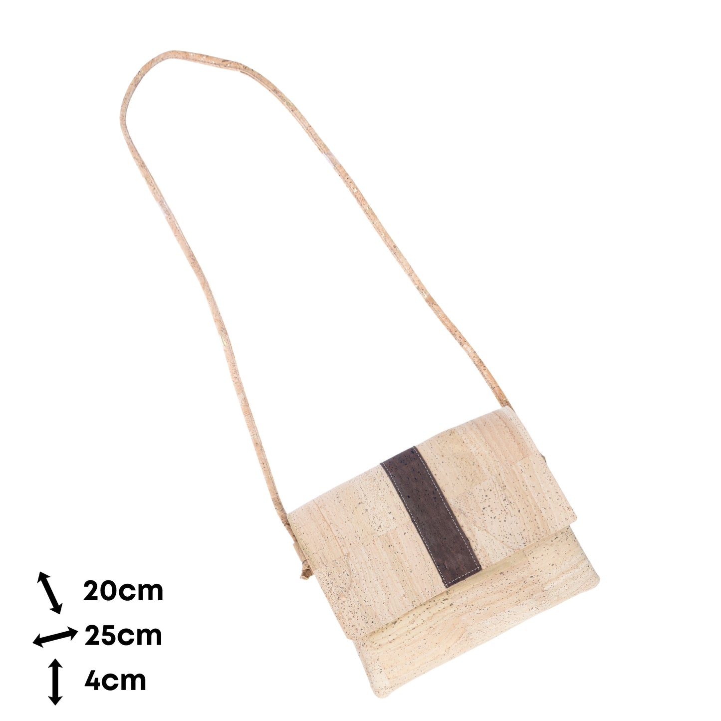 Cork Crossbody Bag with Color Stripe - Vegan Shoulder Bag BAGP-356