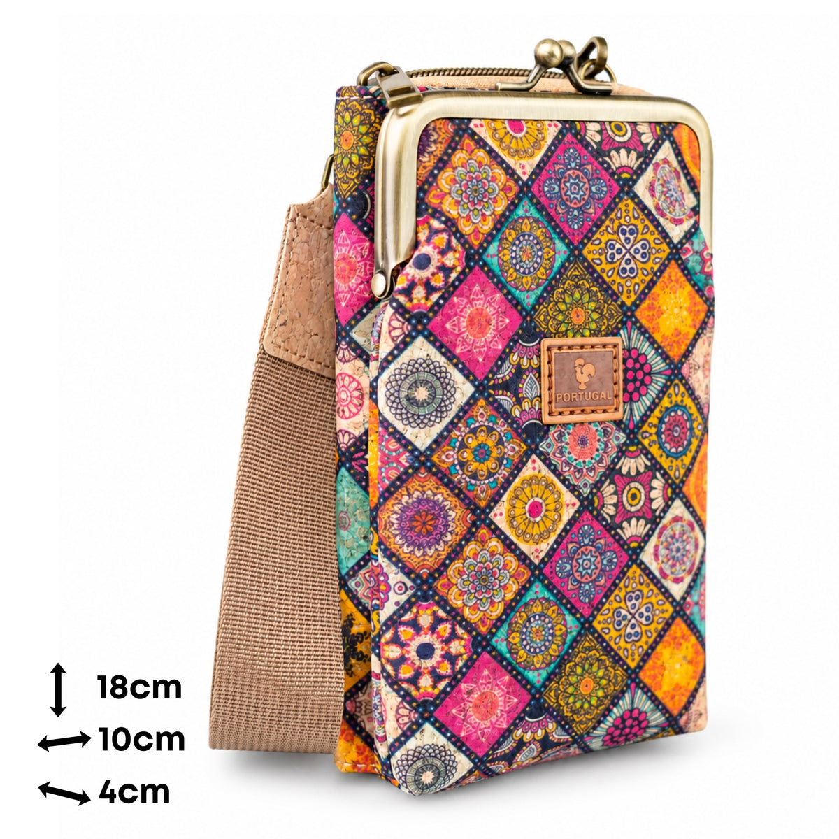 12 UNITS - Cork Crossbody Bag with Kiss-Lock Closure BAGD-672-MIX-12