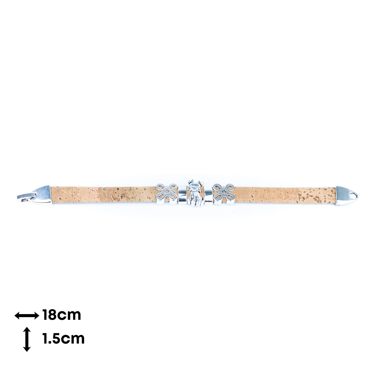 Portuguese Handmade Cork Bracelet with Dog Charm & Floral Alloy Spacers BR-531-MIX-5