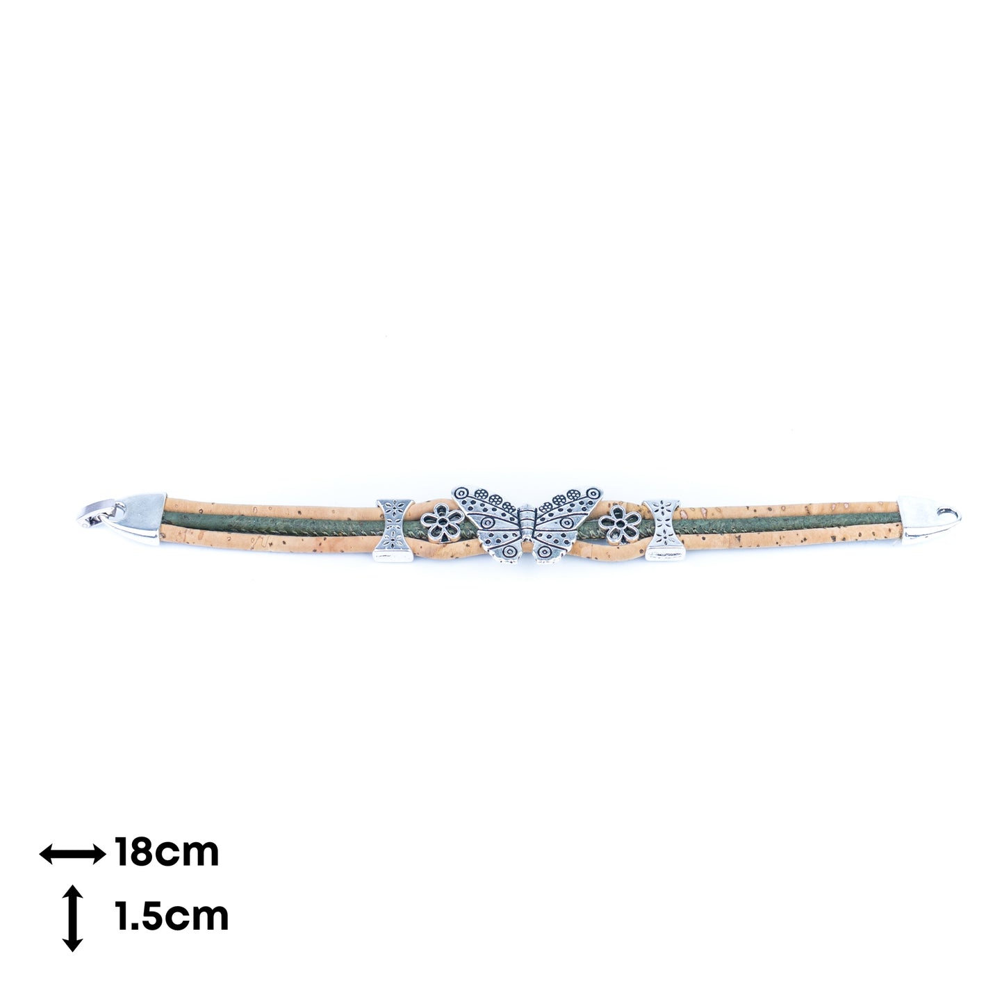 5 Pack Handmade Cork Butterfly Bracelets – Natural Portuguese Cork, Lightweight Eco Jewelry, Mixed Colors for Women BR-291-MIX-5