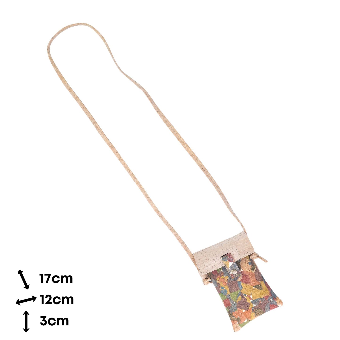 5pcs | Cork Phone Crossbody Bag | Multicolor Patchwork, Snap Closure & Cork Strap BAGP-370