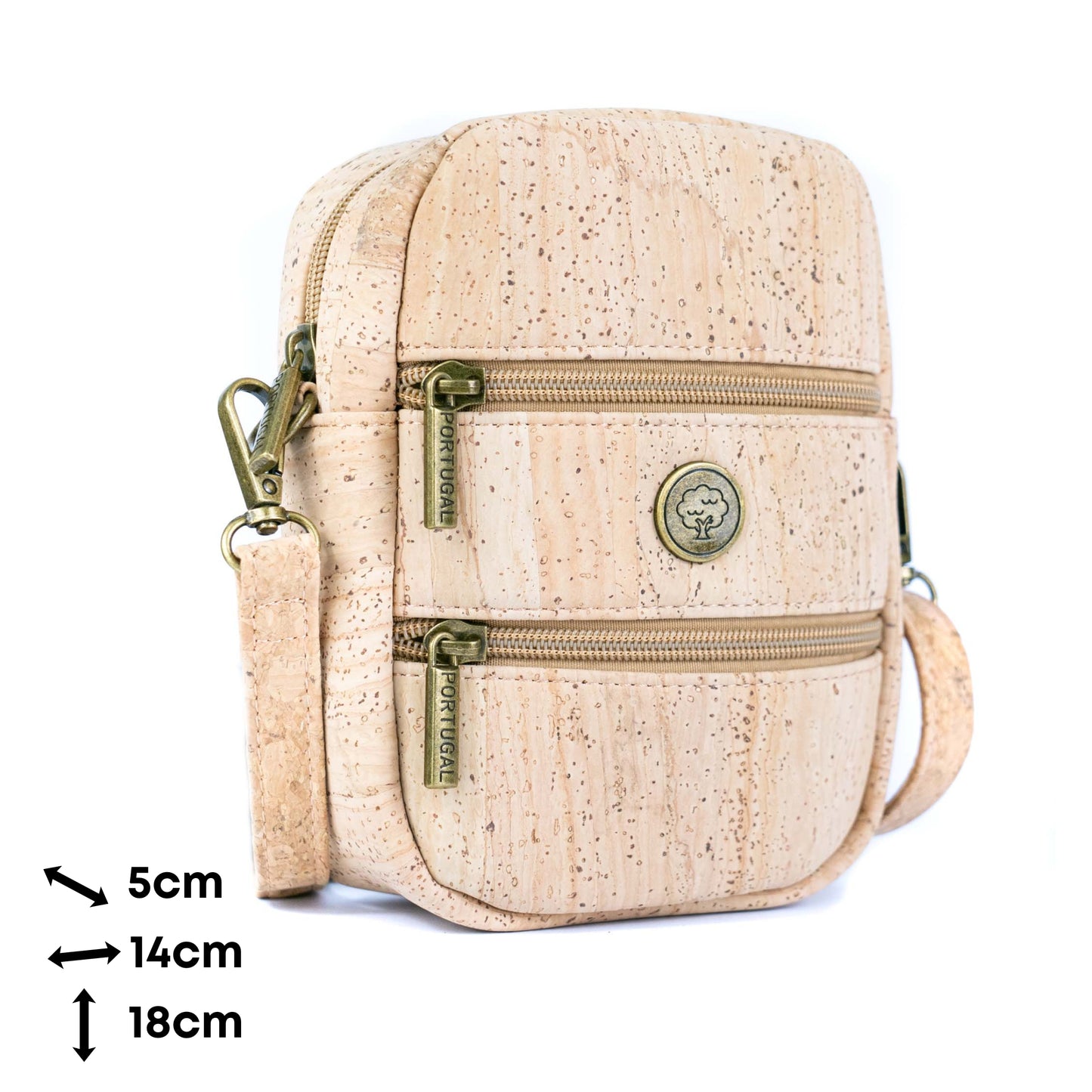 Cork Crossbody Phone Bag – Dual Zipper Vegan Sling Purse BAG-2361