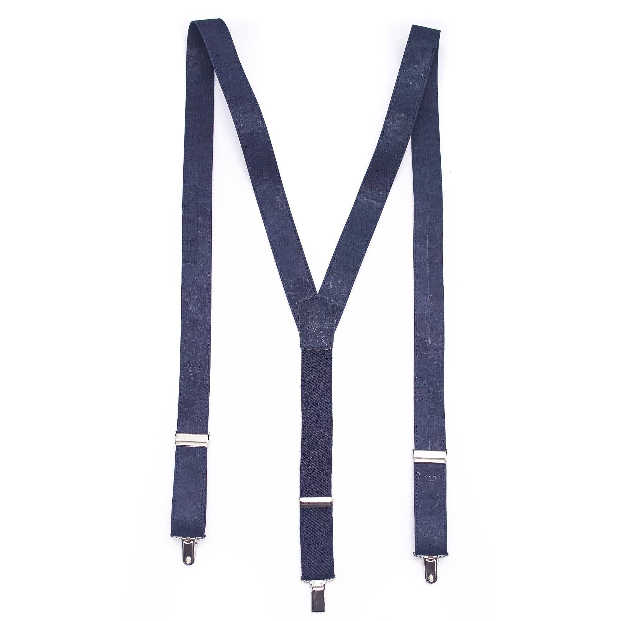 Dark Blue Adjustable cork straps men's SUSPENDER L542F MB Cork