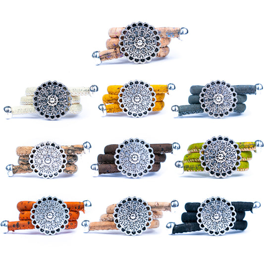 Circulated flower with colorful cork handmade women original natural Cork Rings RW-005-MIX-10