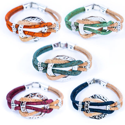 3MM round colored cork cord with ring accessories handmade women's bracelet  DBR-006-MIX-5