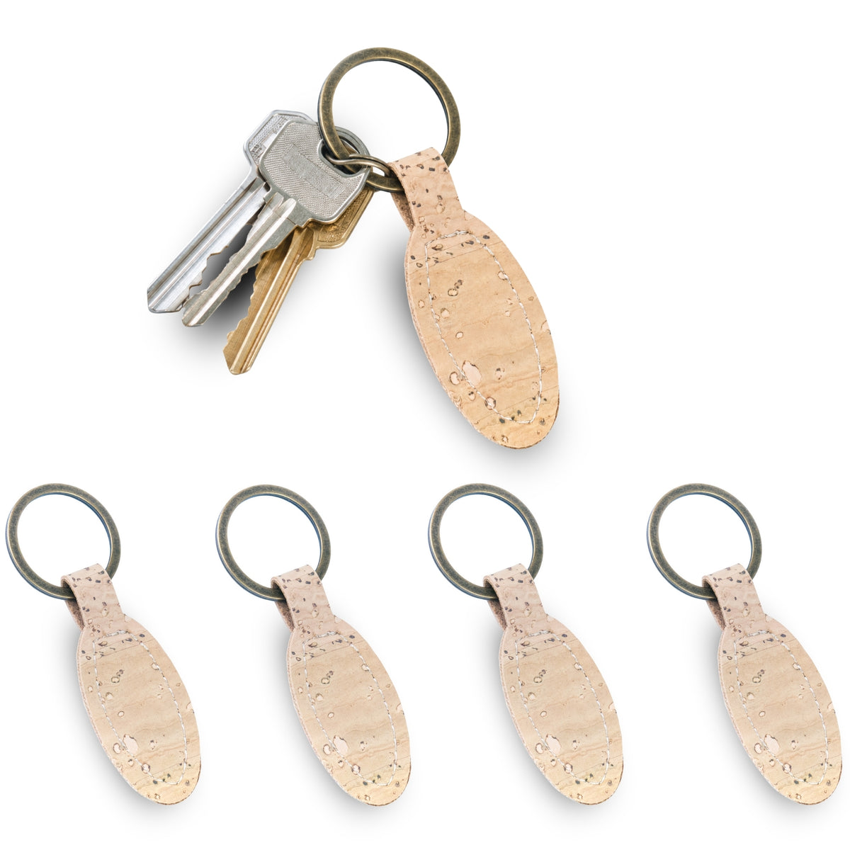 Natural Cork Keychains – Pack of 5