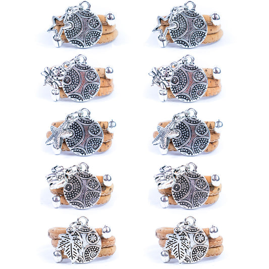 Natural cork cord and  alloy accessories handmade fashion ring for women  RW-056-MIX-10