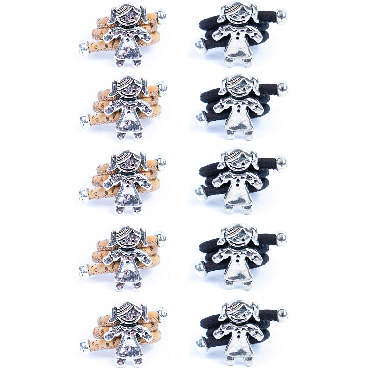 Natural cork cord and girls alloy accessories handmade ladies rings RW-059-AB-10