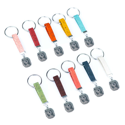 Handmade Cork Keychains with Sunflower Pendant  I-069-MIX-10