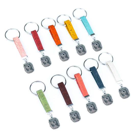 Handmade Cork Keychains with Sunflower Pendant  I-069-MIX-10