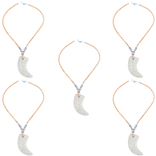 3mm round  natural color cork cord ivory Shaped Volcanic Stone Pendant handmade Cork Necklace NE-1056-5